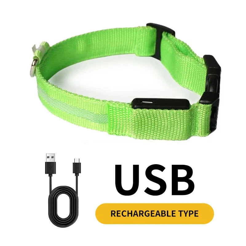 Custom Waterproof Flashing Light Up Reflective Pet Collar, Adjustable Recharge, Luxury LED Dog Luminous Collar, Dog Para Perro