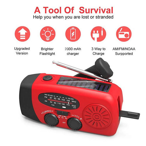 RADIO EMERGENCIA CON LINTERNA Y CARGADOR USB