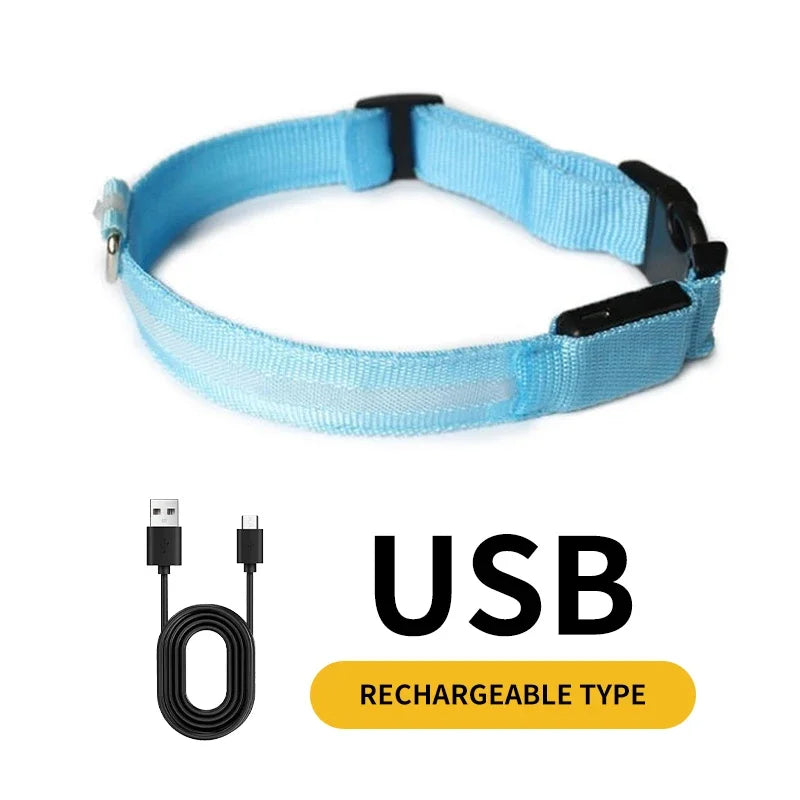 Custom Waterproof Flashing Light Up Reflective Pet Collar, Adjustable Recharge, Luxury LED Dog Luminous Collar, Dog Para Perro