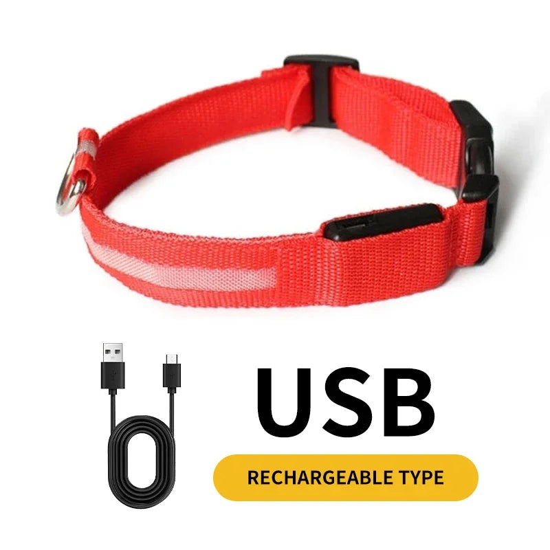 Custom Waterproof Flashing Light Up Reflective Pet Collar, Adjustable Recharge, Luxury LED Dog Luminous Collar, Dog Para Perro